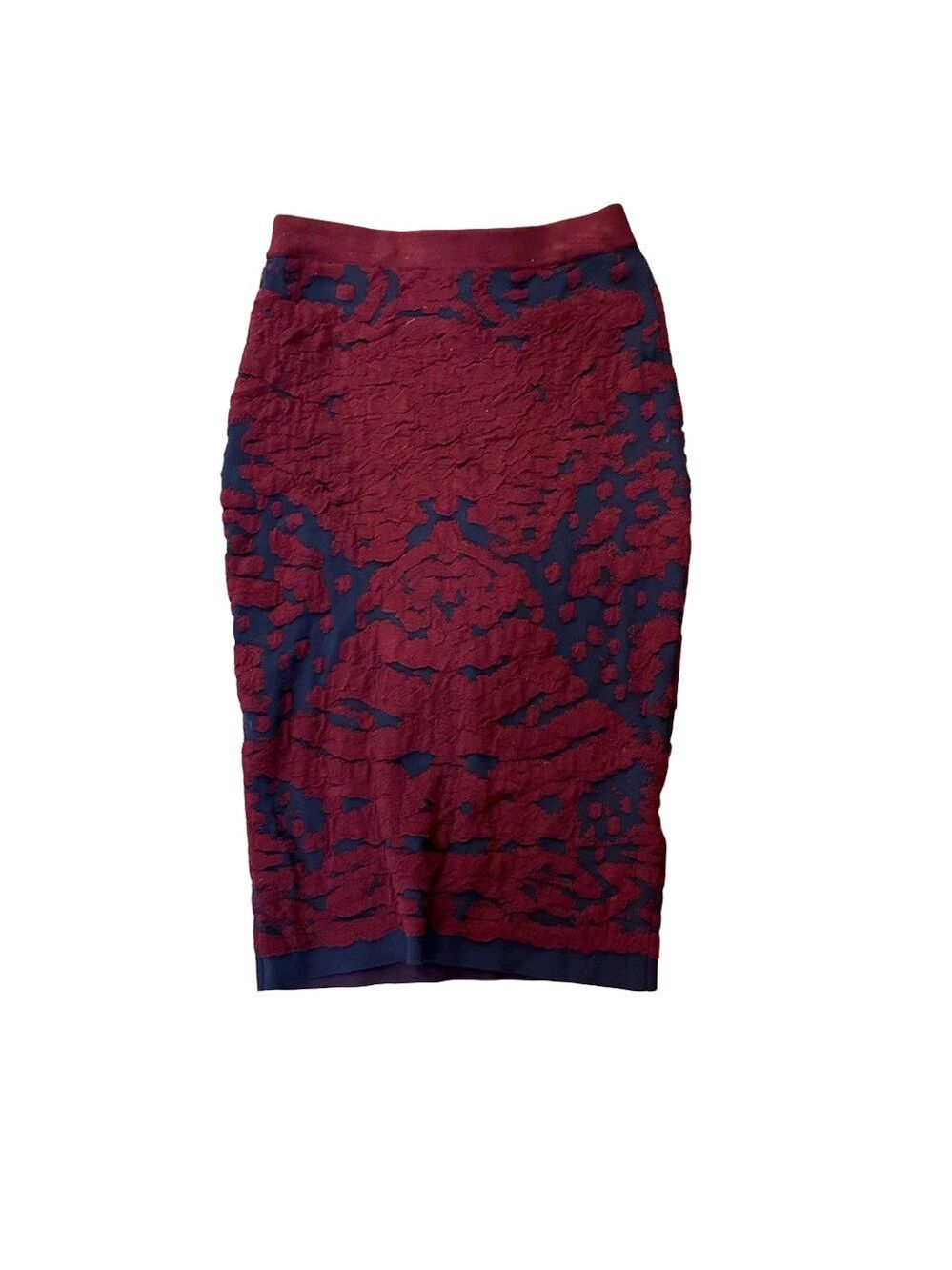 Lucy Paris Womens Denver Knit Midi Dressy Pencil Skirt Red/Blue Size S